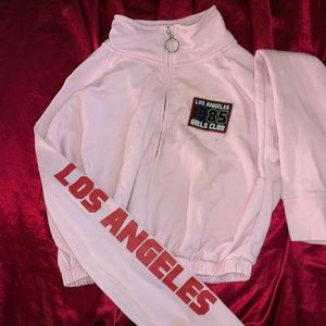 Las Angeles Cinch Cropped Quarter Zip Crew Neck
